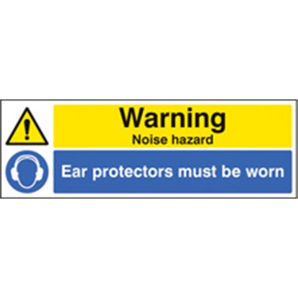 Warning Noise Hazards / Earplugs Must Be Worn Mandatory Sign