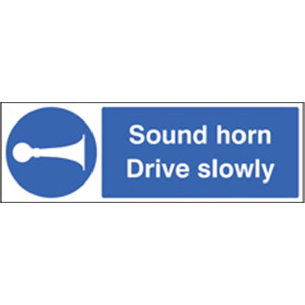 Sound Horn/Drive Slowly Mandatory Sign