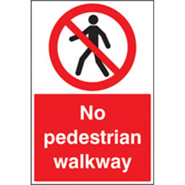 No pedestrian walkway floor safety sign
