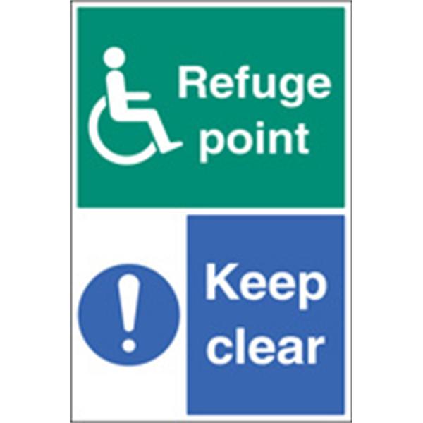 Refuge point keep clear floor safety sign
