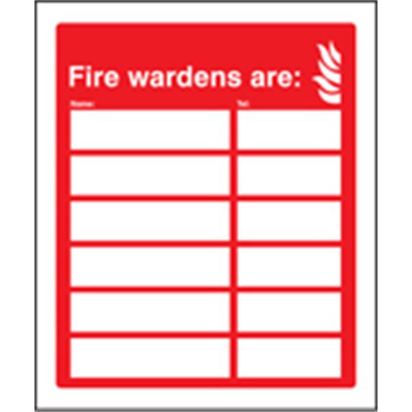 Your Fire Wardens Are (space for 6 names and numbers) Sign