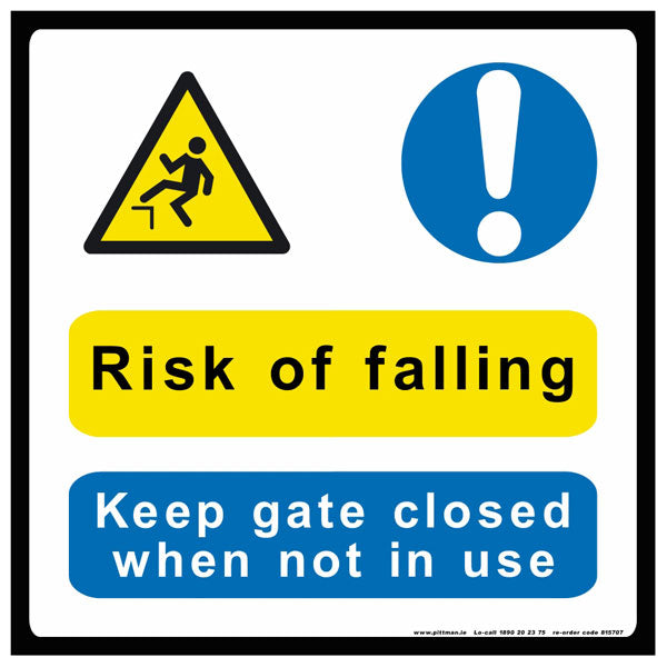 Keep Gate Closed /Risk of falling Safety Sign