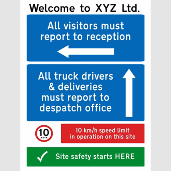 Factory Entrance Safety Sign - Custom Text (800 x 1000mm)