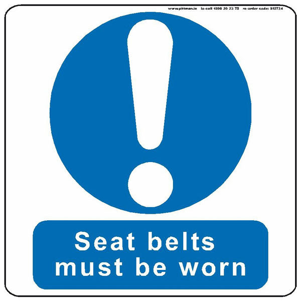seat belts must be worn 100 x 100mm sign