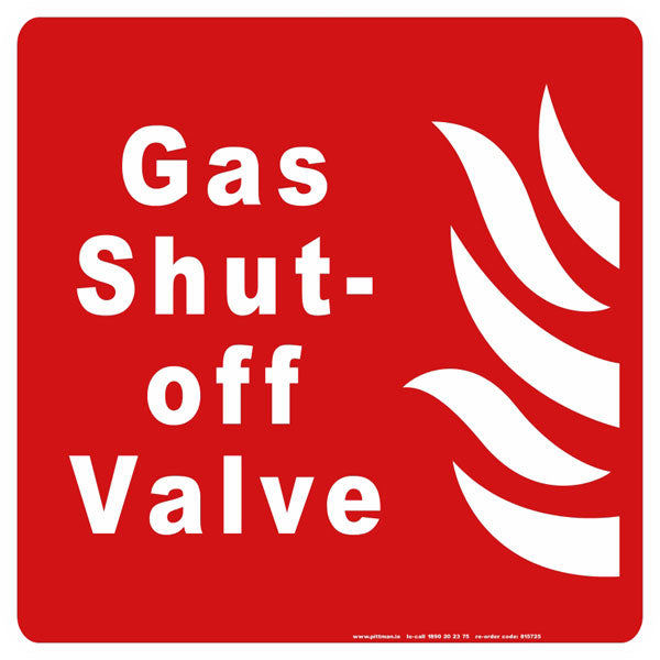 Gas shut-off valve Safety Sign