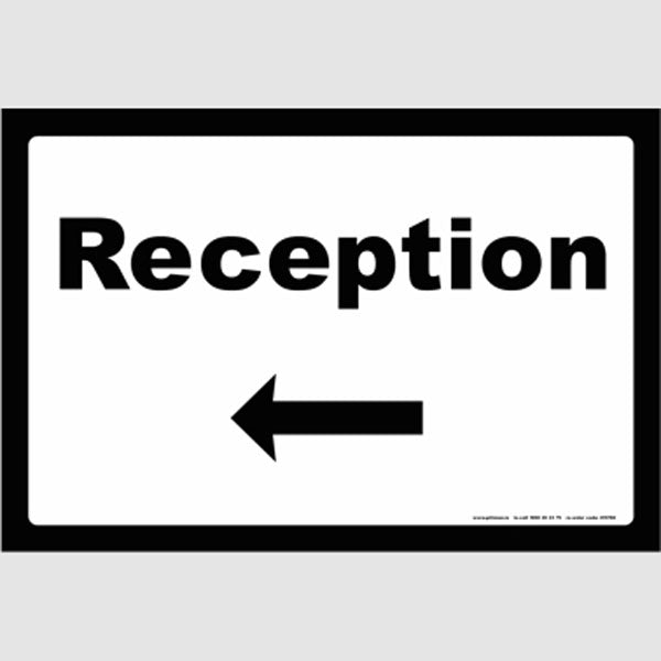 Reception At Rear Sign Reception (arrow) sign