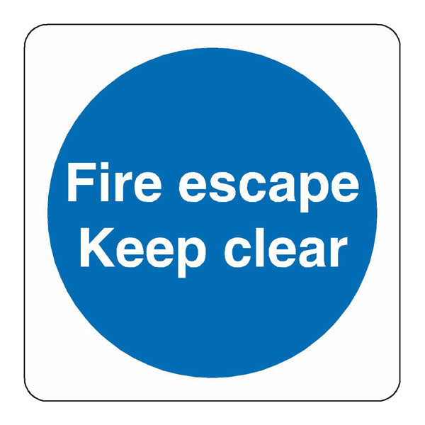 Fire escape keep clear safety sign