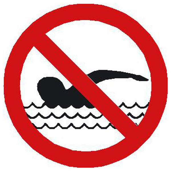 prohibition symbol swimming 100 x 100mm sign