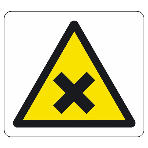 warning symbol only cross 100 x 100mm sign