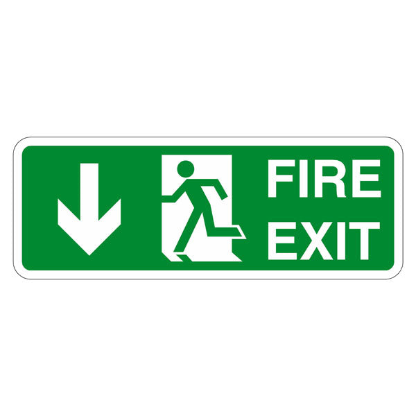 Fire Exit Door Down 300 x 100mm sign