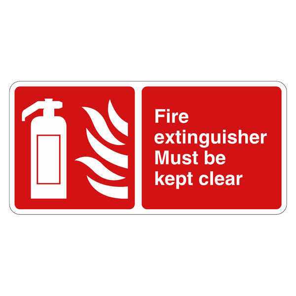 fire extinguisher must be kept clear 300 x 200mm sign