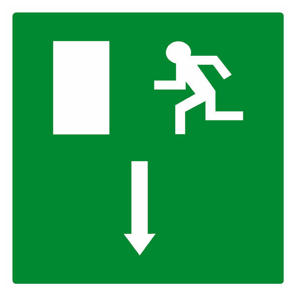 exit door down running symbol only 600 x 600mm sign