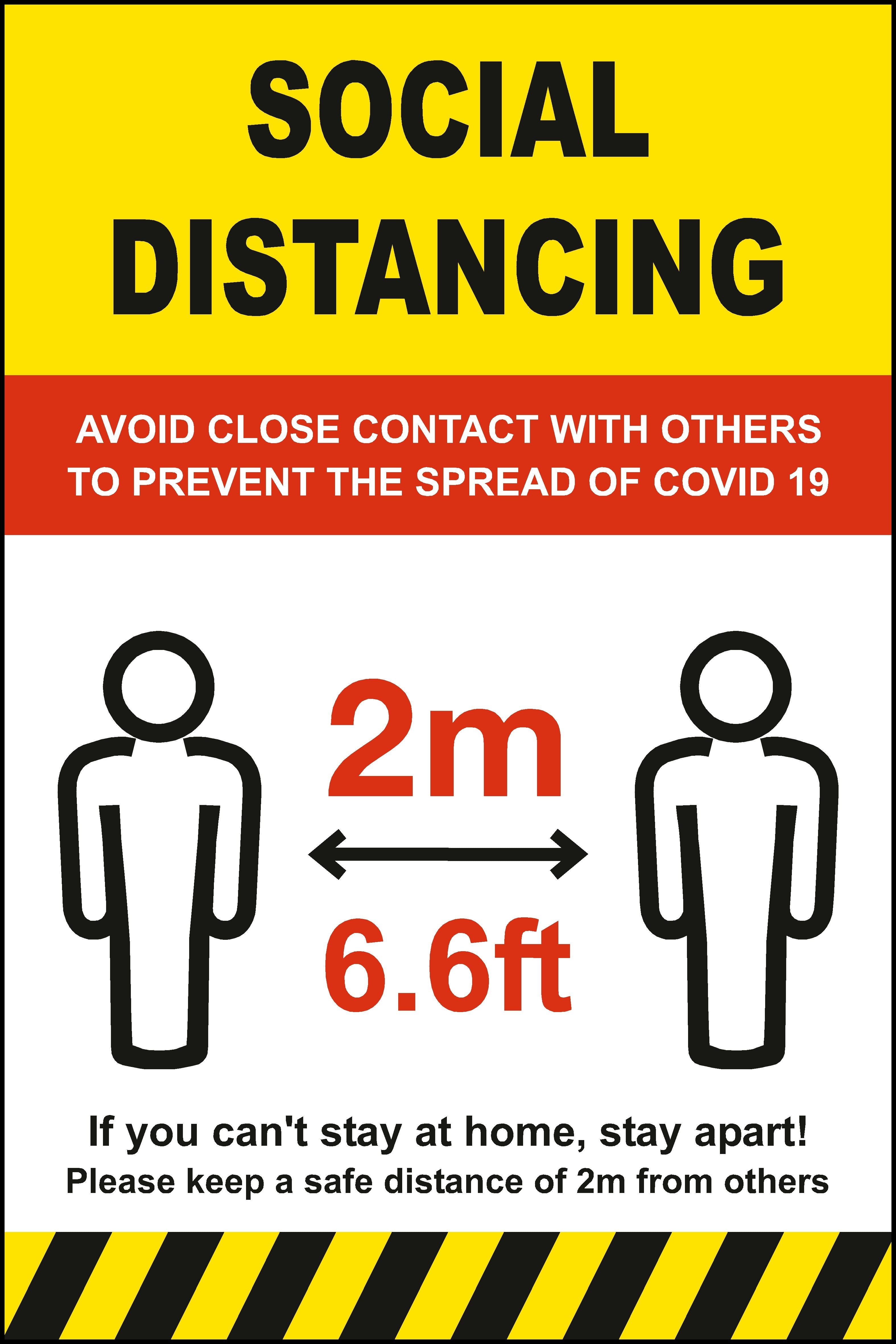 Prevent The Spread of Covid 19 Social Distancing Safety Sign