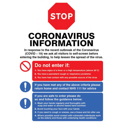STOP Attention All Visitors - Coronavirus Poster