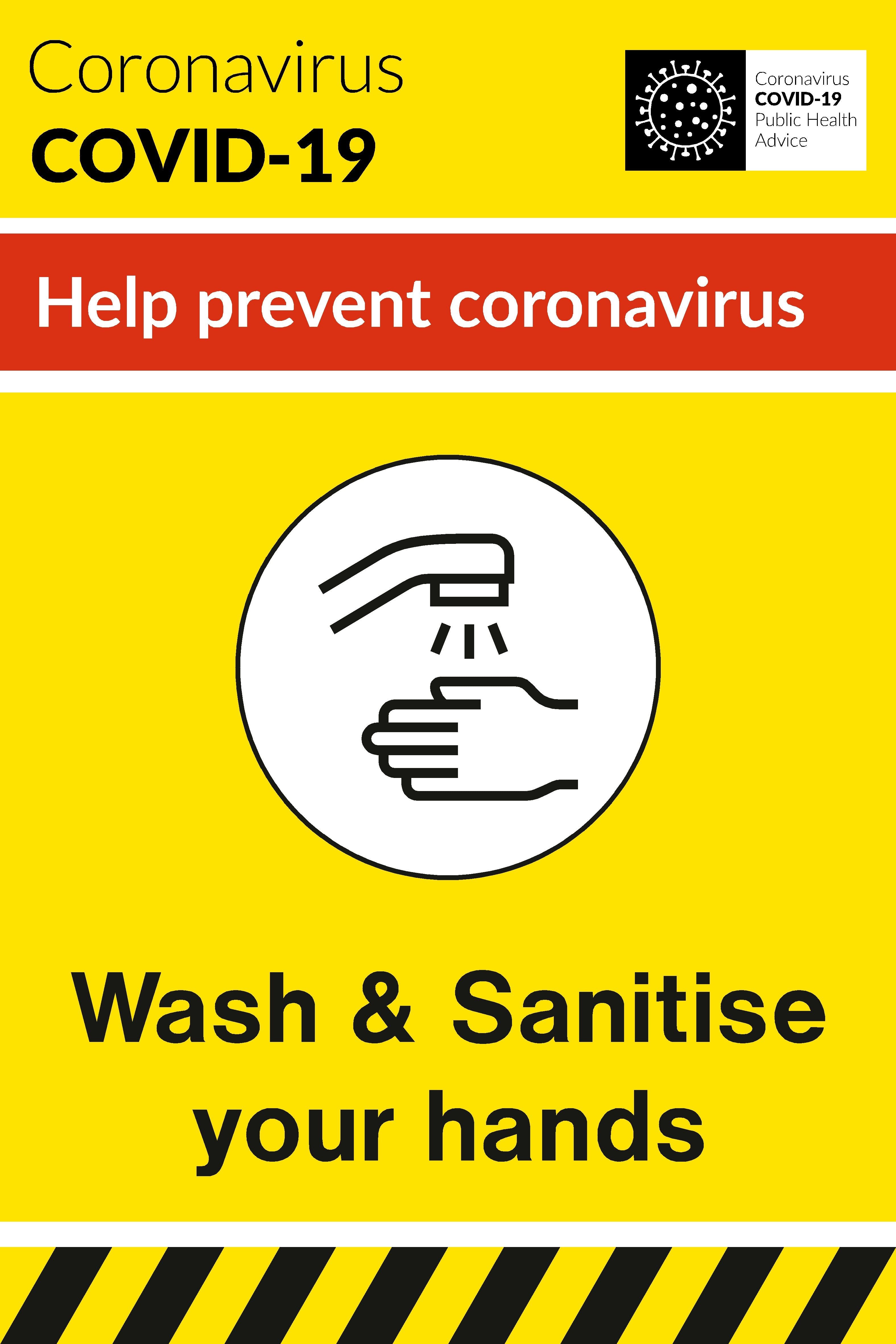 Wash and Sanitise Your Hands Coronavirus Safety Sign